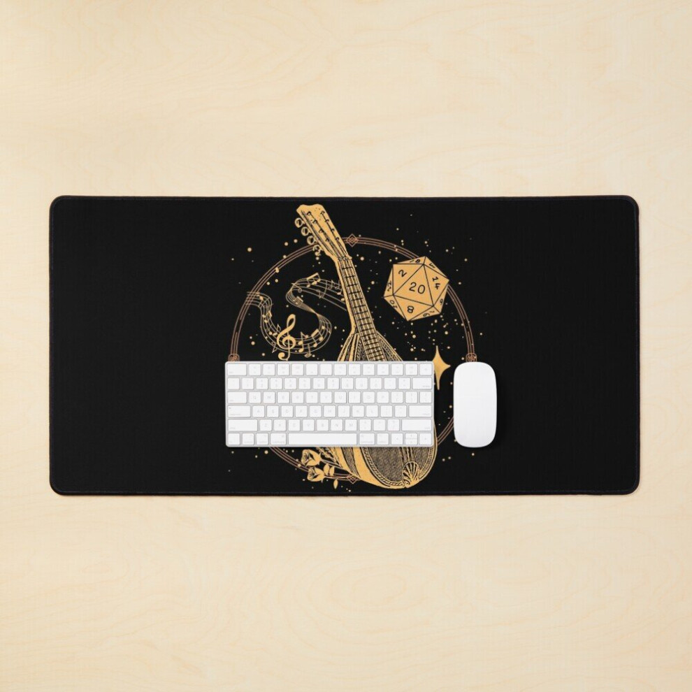 Desk Mat Dnd Bard: Music Instrument, D20 Dice And Tarot Card Version. Large Gaming Mouse Pad 35X16 Inch 7802738393965