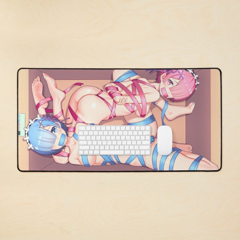 Desk Mat Sexy Rem And Ram Re:zero Hot Girls Nsfw Large Gaming Mouse Pad 35X16 Inch 7802738309652