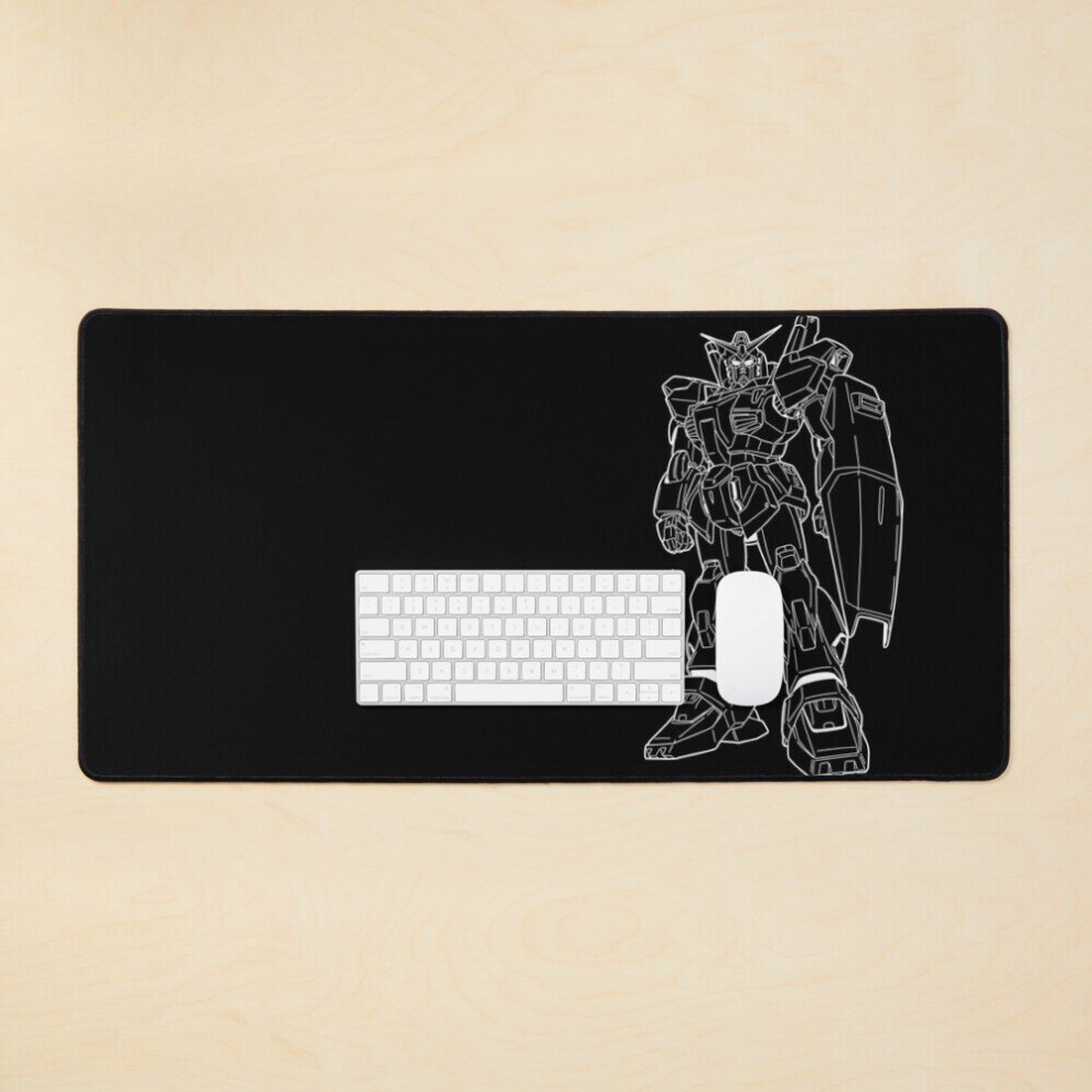Desk Mat Rx-178 Gundam Mk-Ii Outline Large Gaming Mouse Pad 35X16 Inch White 7802738344349