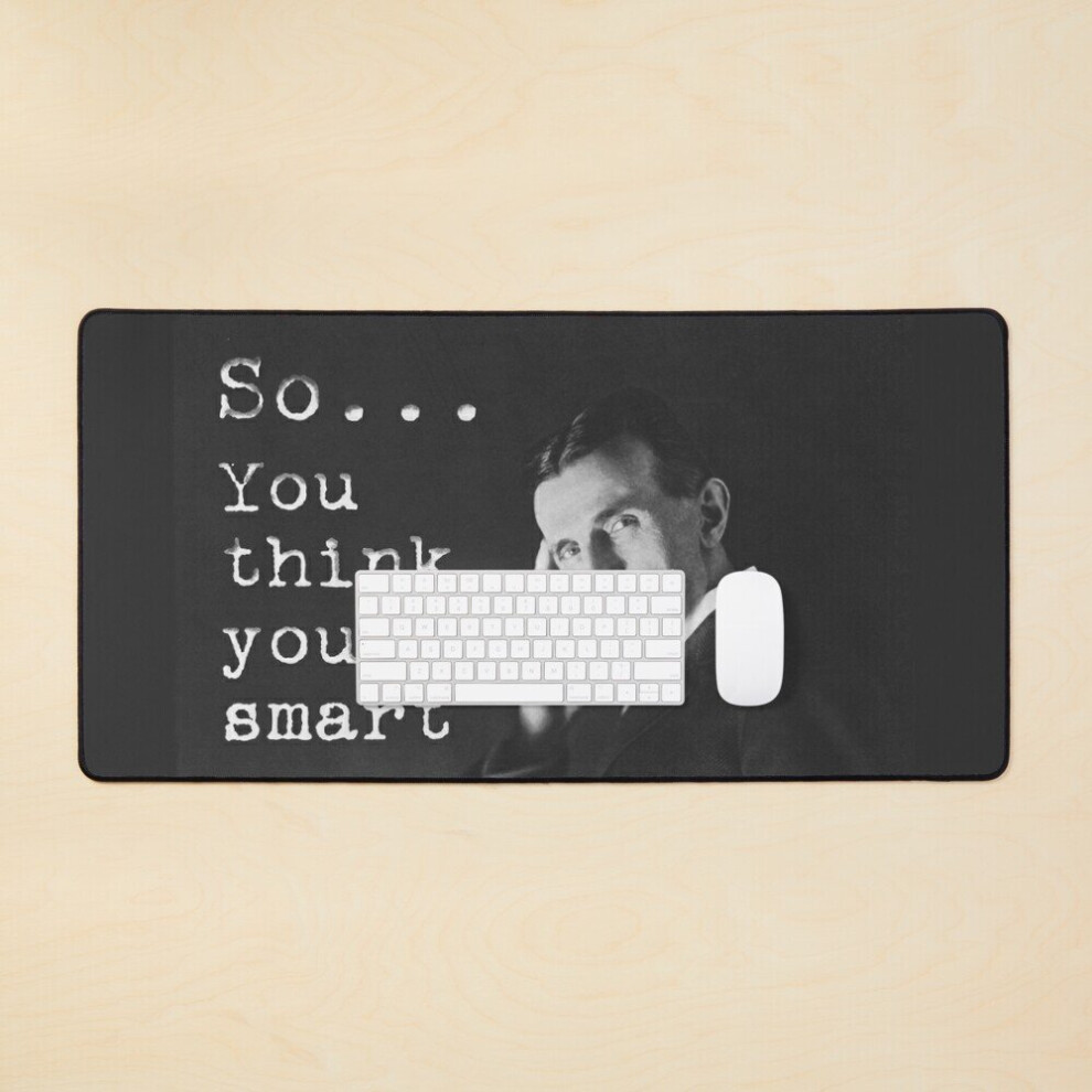 Desk Mat Tesla Thinking Large Gaming Mouse Pad 35X16 Inch 7802738385663