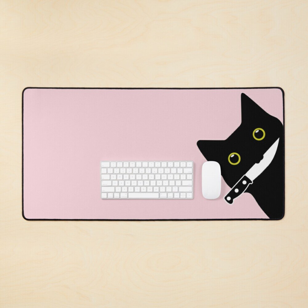 Desk Mat Suspicious Cat Large Gaming Mouse Pad 35X16 Inch 7802738312829