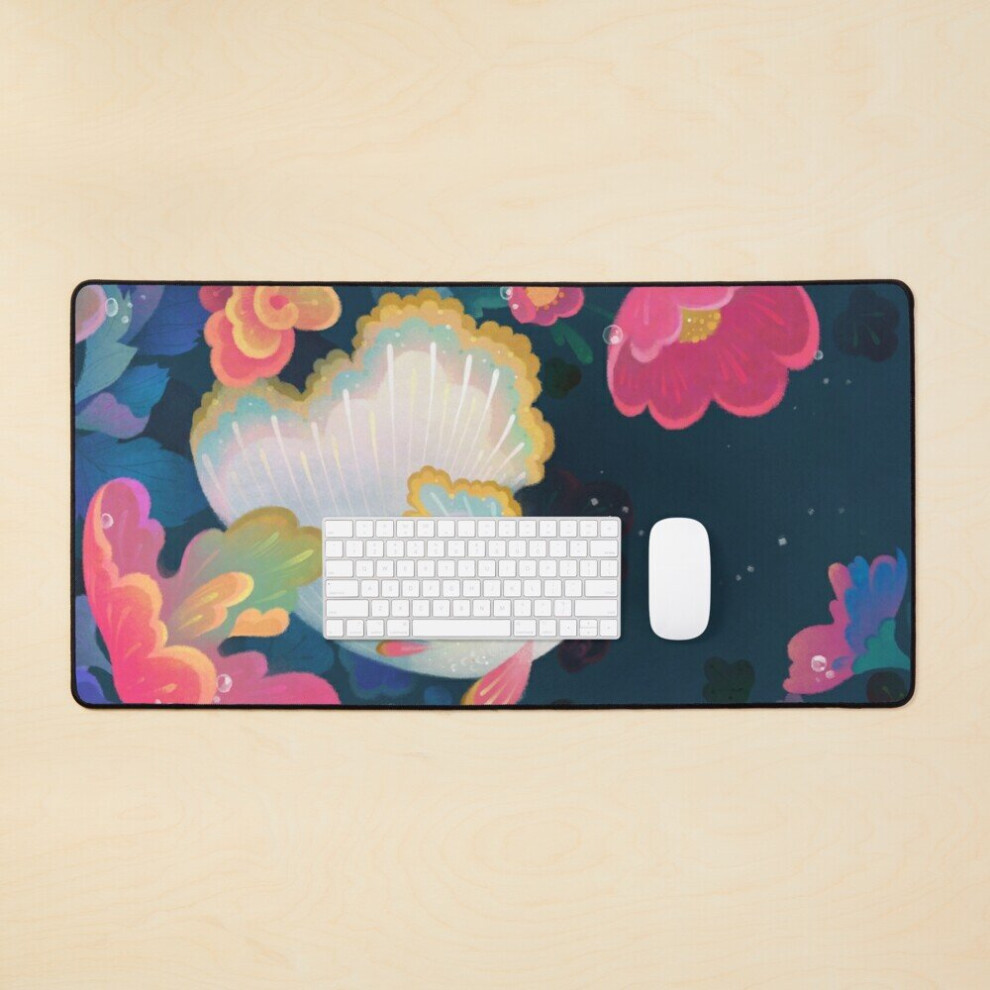 Desk Mat Flower Guppy Large Gaming Mouse Pad 35X16 Inch 7802738323344