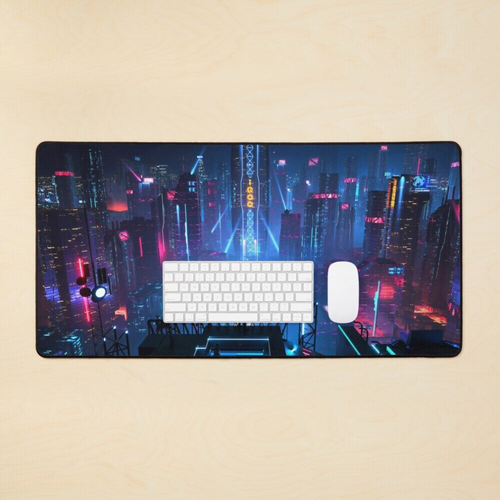 Desk Mat Cyberpunk Night City Large Gaming Mouse Pad 35X16 Inch 7802738312850