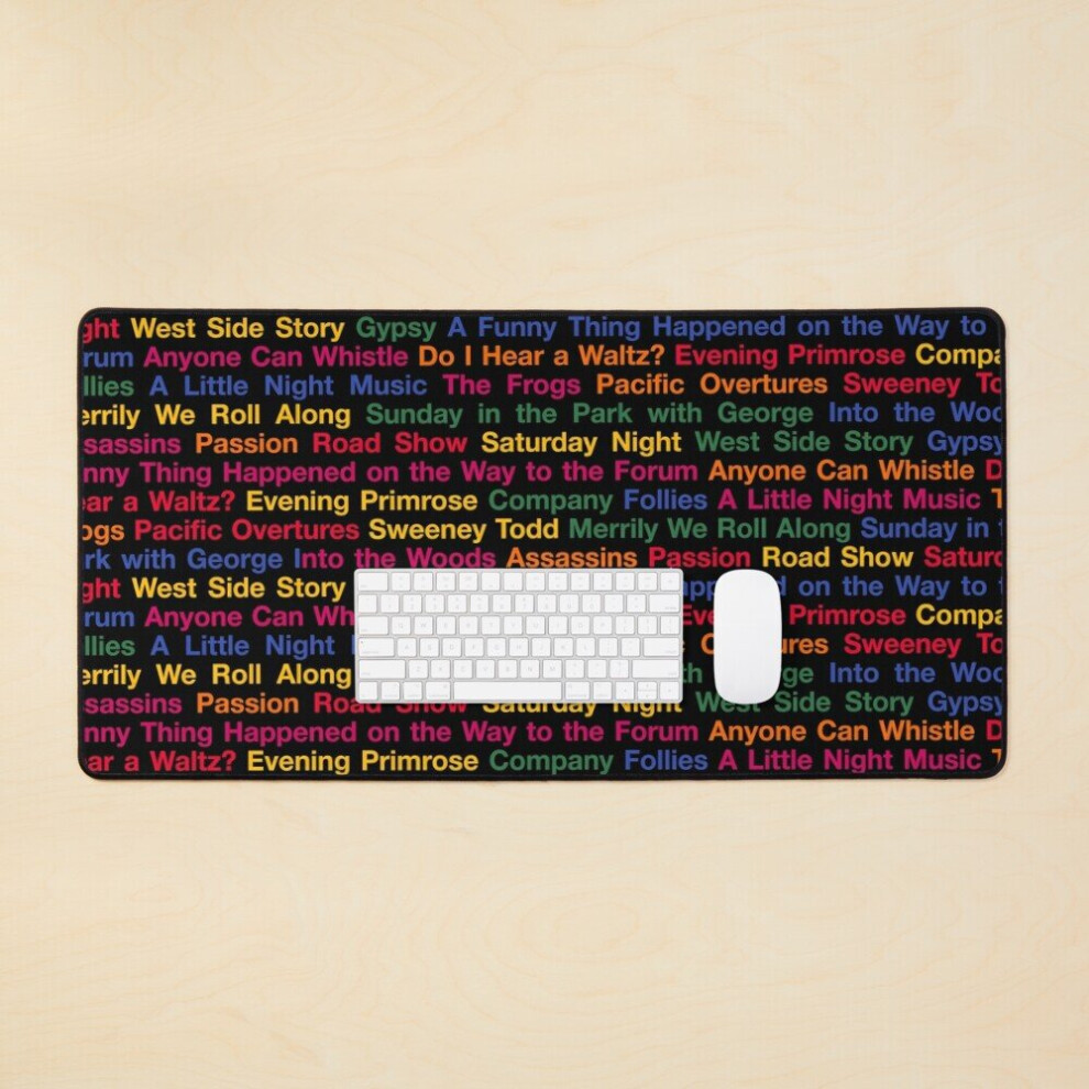 Desk Mat Stephen Sondheim Musicals (Blackbg) Large Gaming Mouse Pad 35X16 Inch 7802738367461