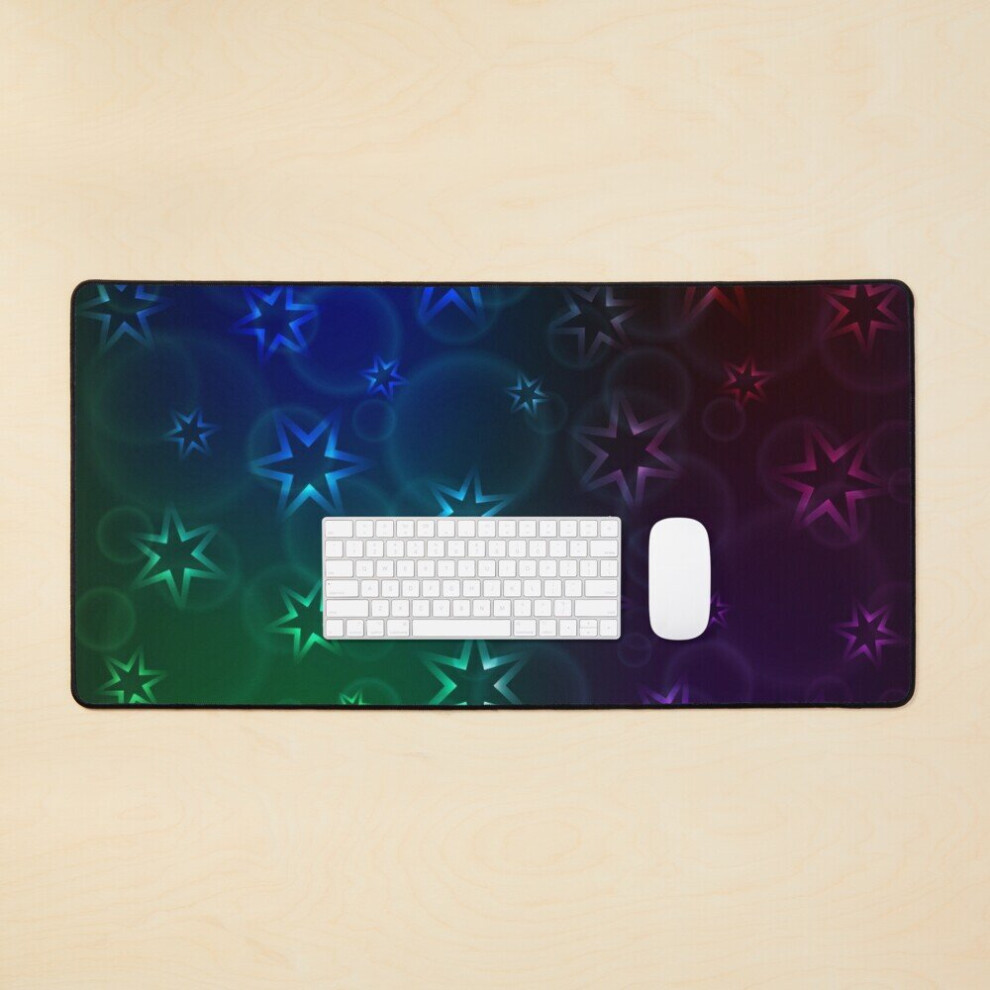Desk Mat Glowing Stars Pattern With Bubbles Large Gaming Mouse Pad 35X16 Inch 7802738401530