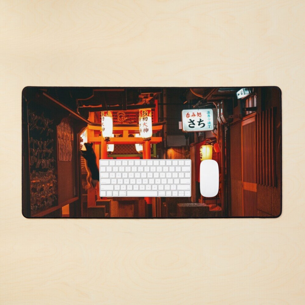 Desk Mat Ninja Cyber Kitty Japanese Tori Large Gaming Mouse Pad 35X16 Inch 7802738374575
