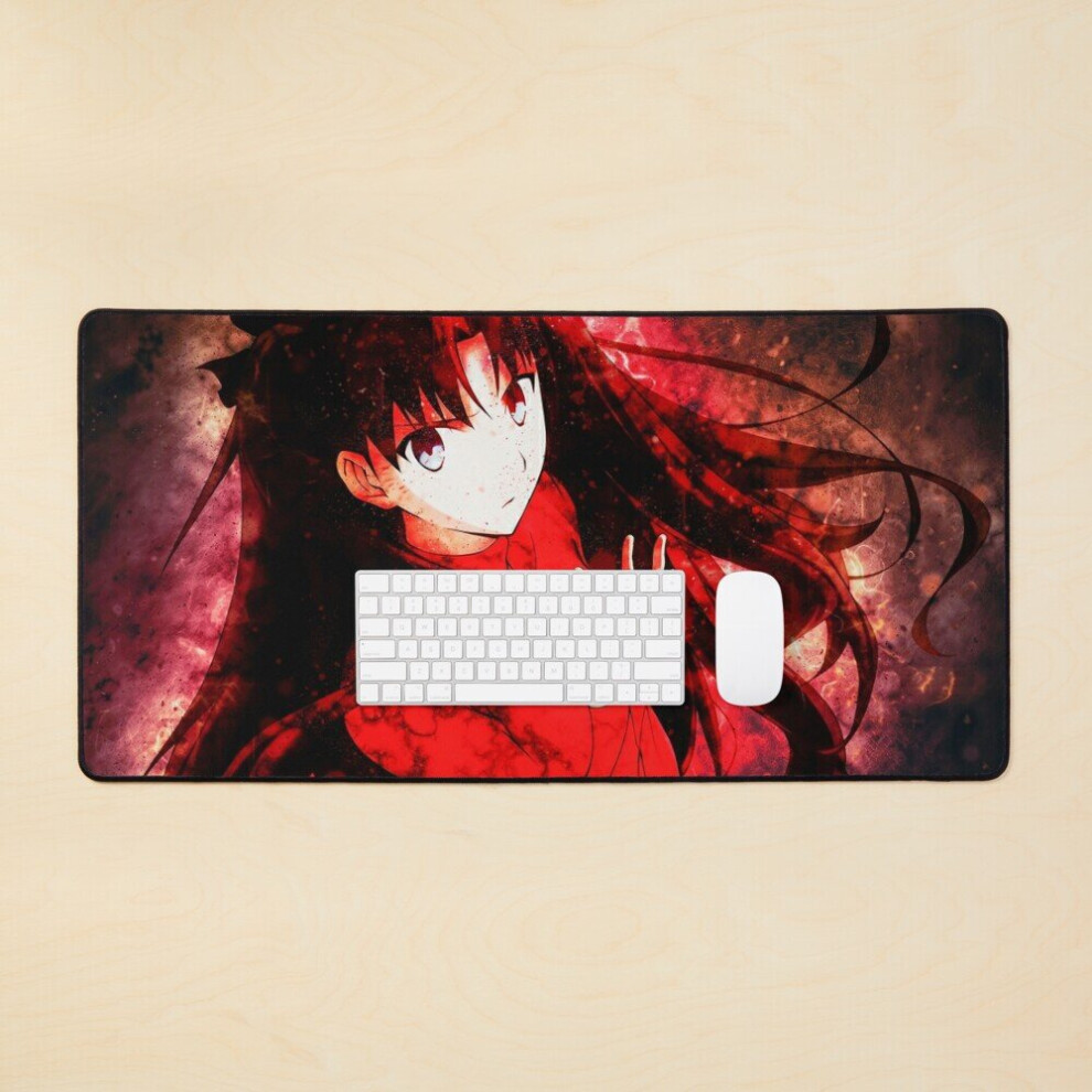 Desk Mat Rin Tohsaka Fate Stay Night Fanart Large Gaming Mouse Pad 35X16 Inch 7802738408591