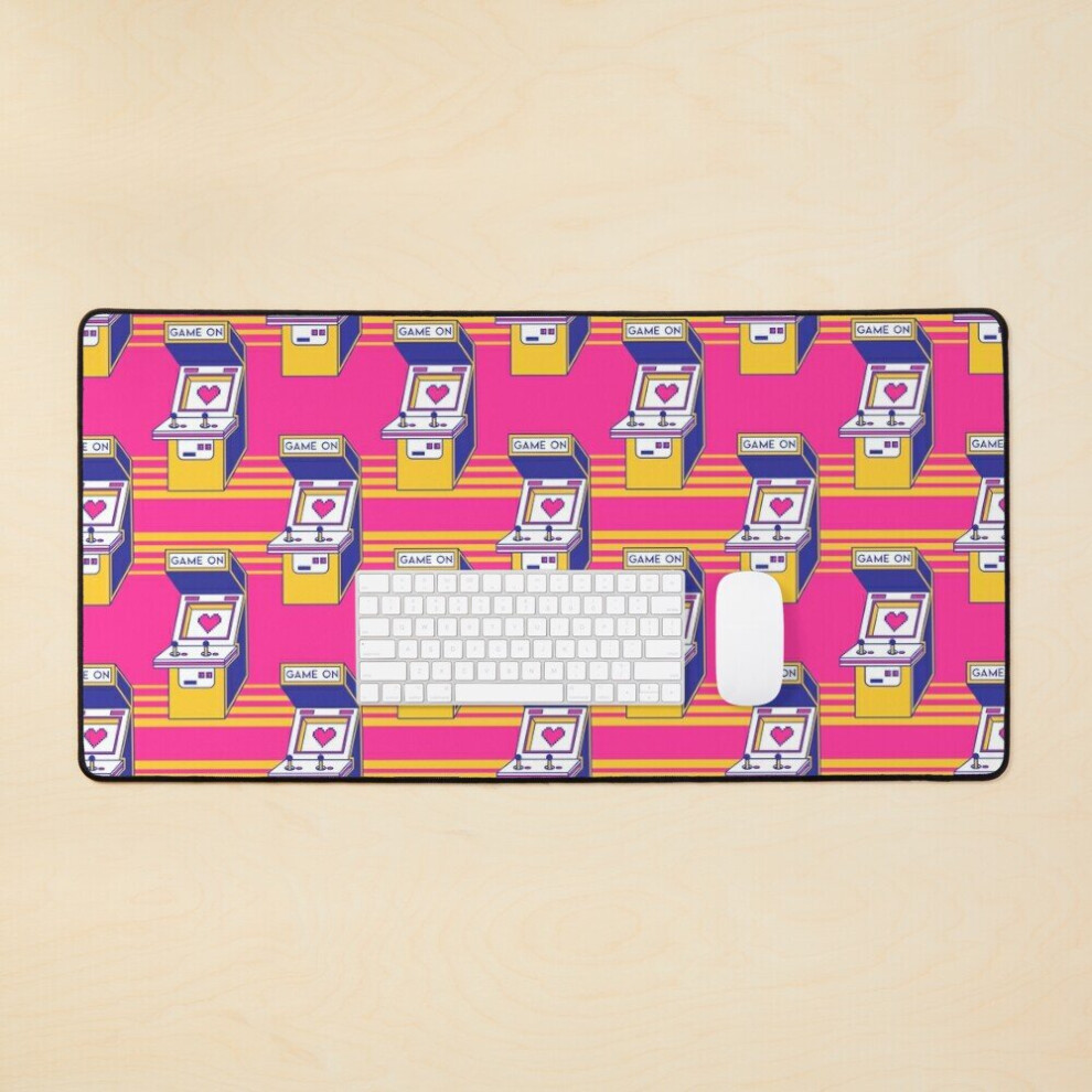 Desk Mat Retro Arcade Video Game Pattern Large Gaming Mouse Pad 35X16 Inch 7802738383317