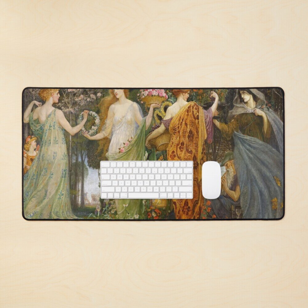 Desk Mat A Masque For The Four Seasons By Walter Crane 1909 Large Gaming Mouse Pad 35X16 Inch 7802738357301