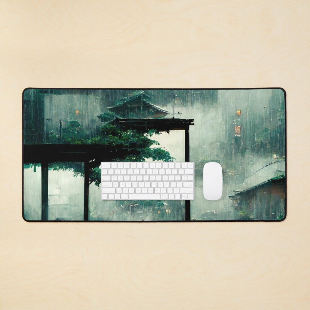 Desk Mat A Rainy And Moody Day Somewhere In Japan (Lofi) No. 6 Large Gaming Mouse Pad 35X16 Inch 7802738368994