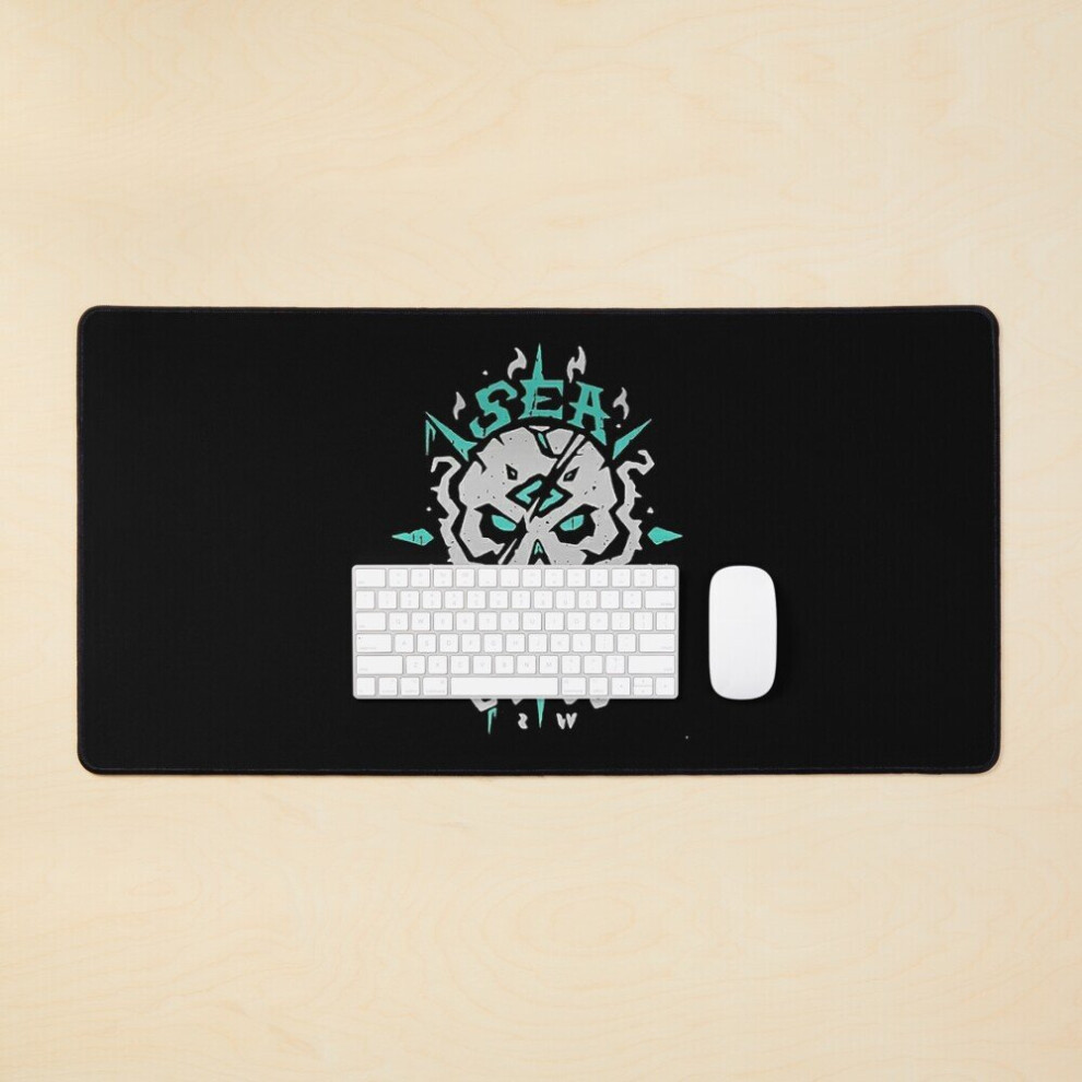 Desk Mat Logo Ahead And Game Action-Adventure Cew Large Gaming Mouse Pad 35X16 Inch Grey/Blue 7802738348446