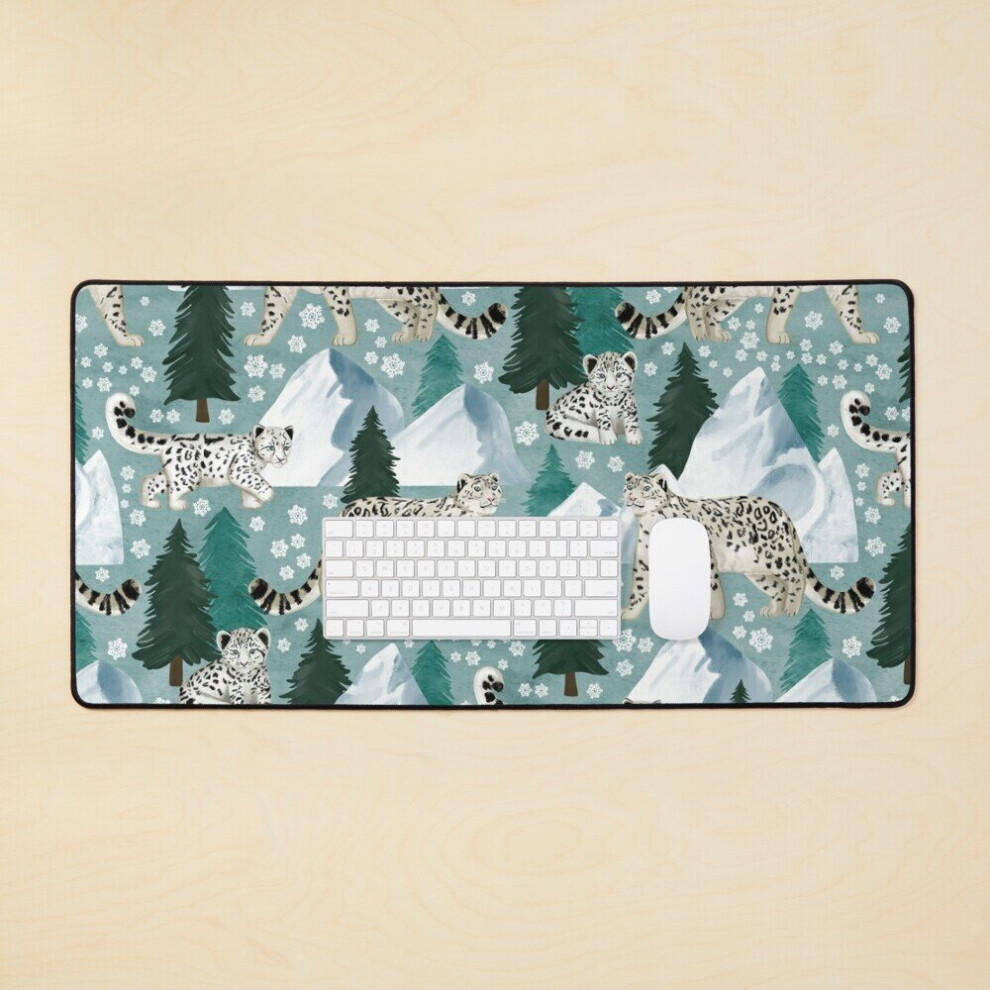 Desk Mat Snow Leopards On A Snowy Day Large Gaming Mouse Pad 35X16 Inch 7802738390889