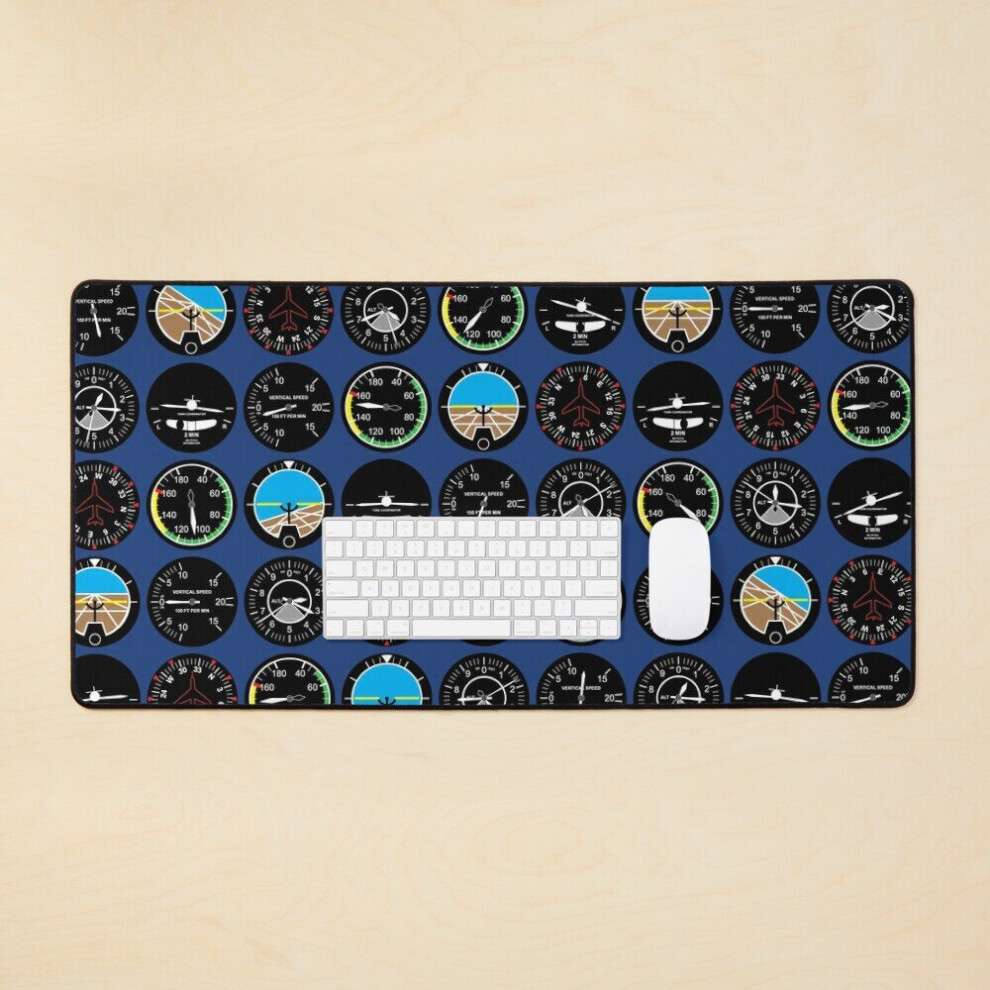 Desk Mat Flight Instruments Large Gaming Mouse Pad 35X16 Inch 7802738325843