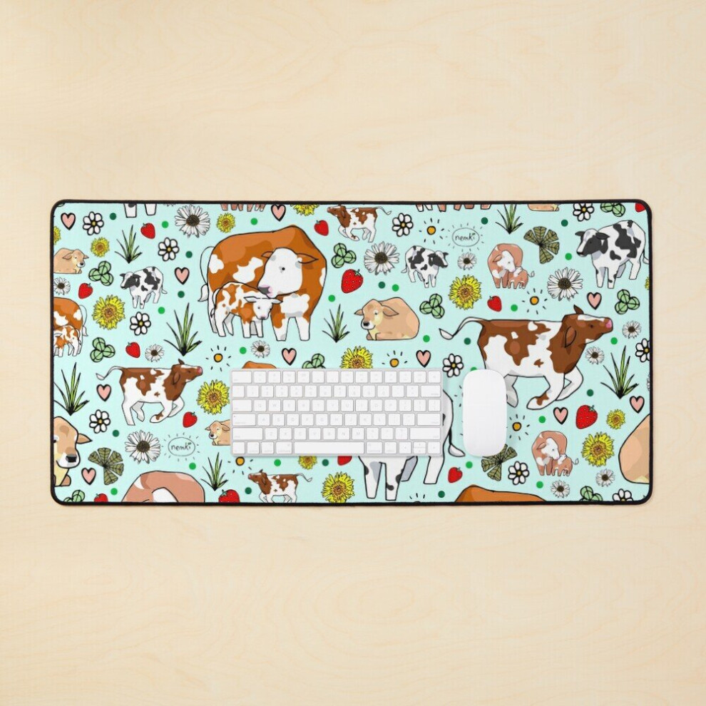 Desk Mat Cows In A Field Large Gaming Mouse Pad 35X16 Inch 7802738348361