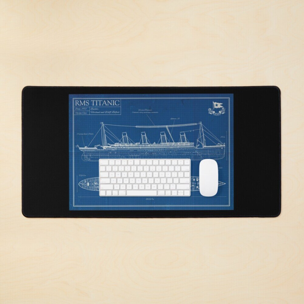 Desk Mat Rms Titanic - Blueprint Large Gaming Mouse Pad 35X16 Inch 7802738341539