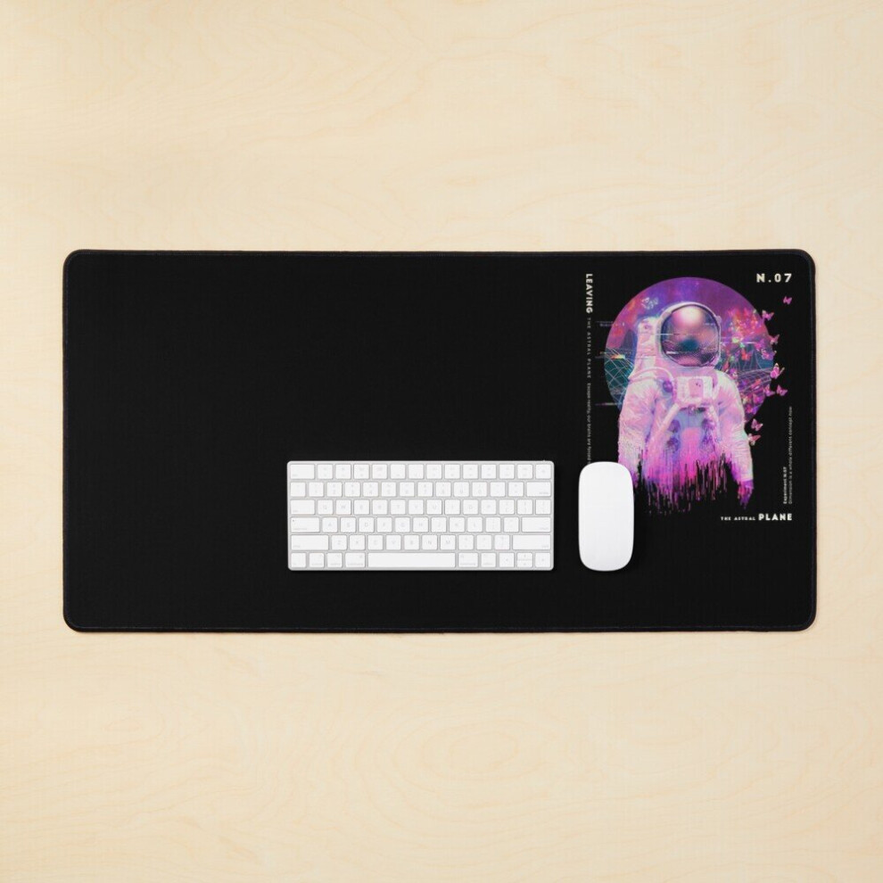 Desk Mat Glitch Astronaut In Vaporwave Style Large Gaming Mouse Pad 35X16 Inch 7802738351927