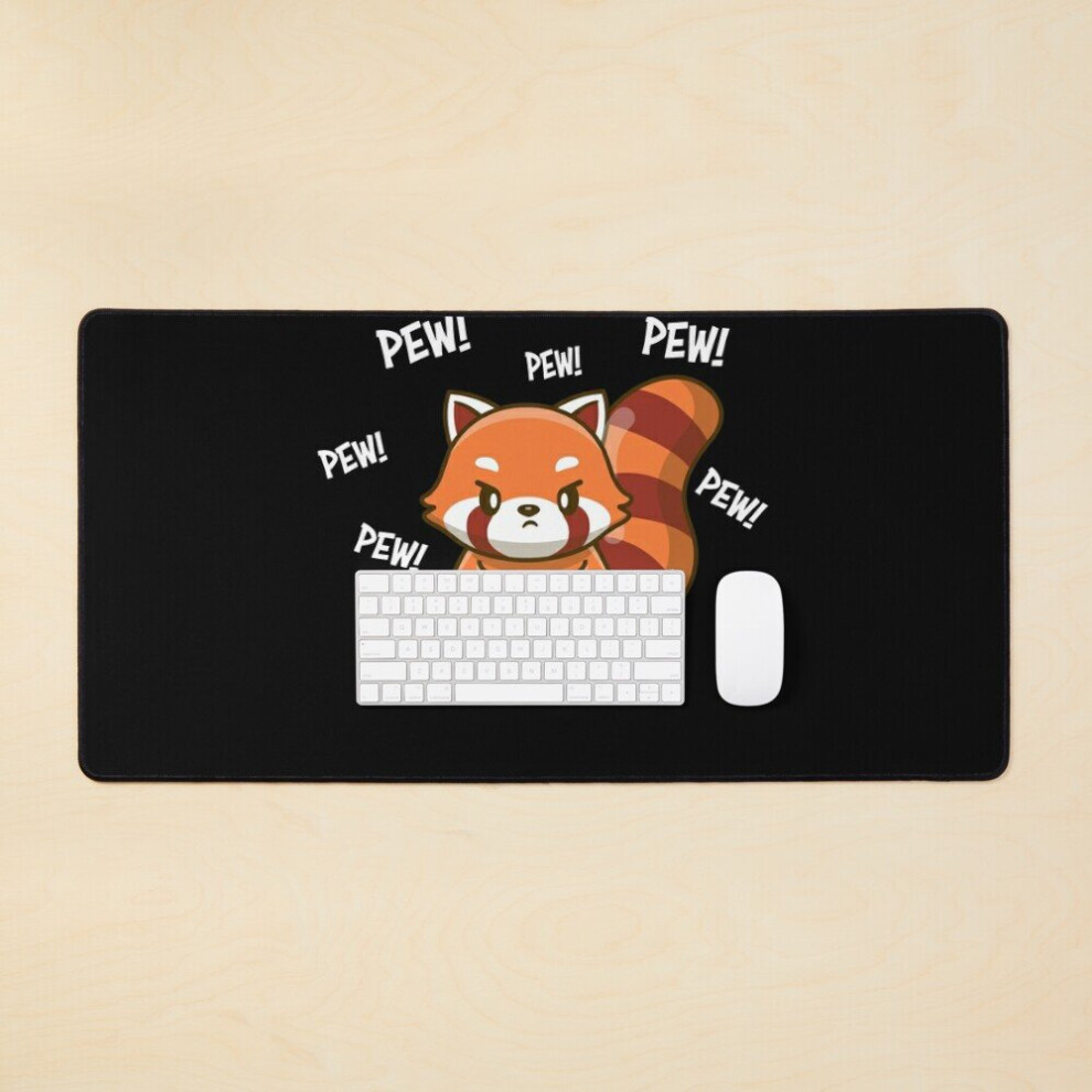 Desk Mat Panda Large Gaming Mouse Pad 35X16 Inch Red 7802738325850