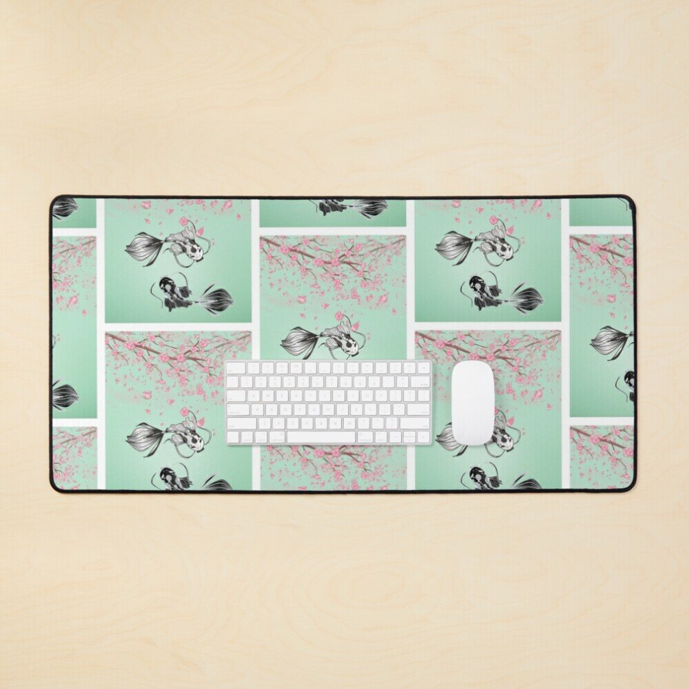 Desk Mat Cherry Blossom Koi Large Gaming Mouse Pad 35X16 Inch 7802738369557
