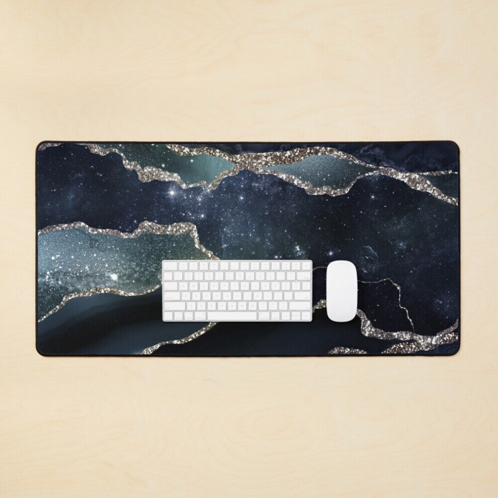 Desk Mat Glamour Night Milky Way Faux Marble I Large Gaming Mouse Pad 35X16 Inch Black 7802738342949