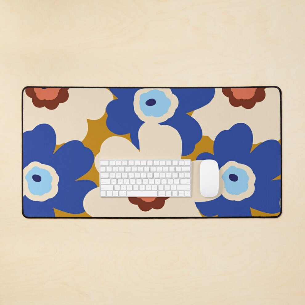 Desk Mat Bold Spring Flowers In And Large Gaming Mouse Pad 35X16 Inch Blue/Beige 7802738400687