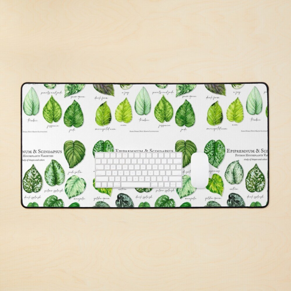 Desk Mat Scindapsus Pothos Varieties Large Gaming Mouse Pad 35X16 Inch Light 7802738371918