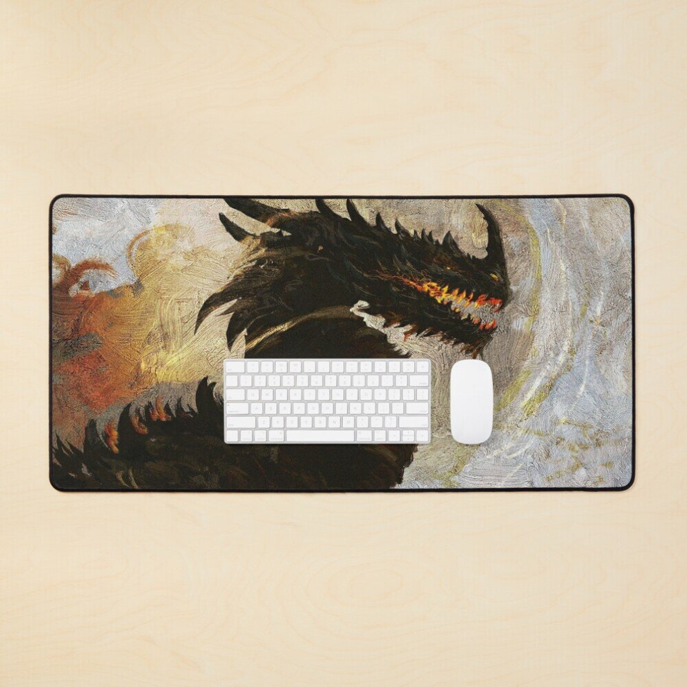 Desk Mat Dragon Large Gaming Mouse Pad 35X16 Inch Black 7802738371291