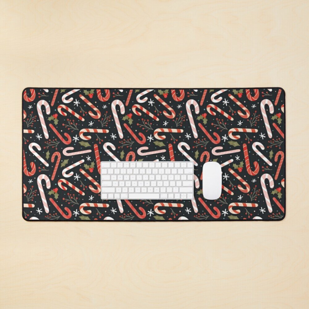 Desk Mat Candy Cane Christmas Large Gaming Mouse Pad 35X16 Inch 7802738342307