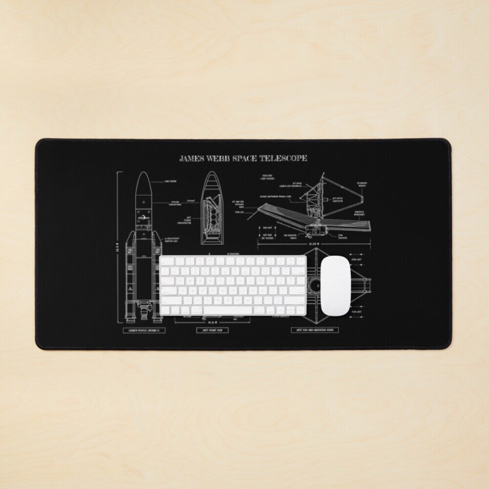 Desk Mat James Webb Space Telescope ( Stencil - ) Large Gaming Mouse Pad 35X16 Inch White 7802738349900