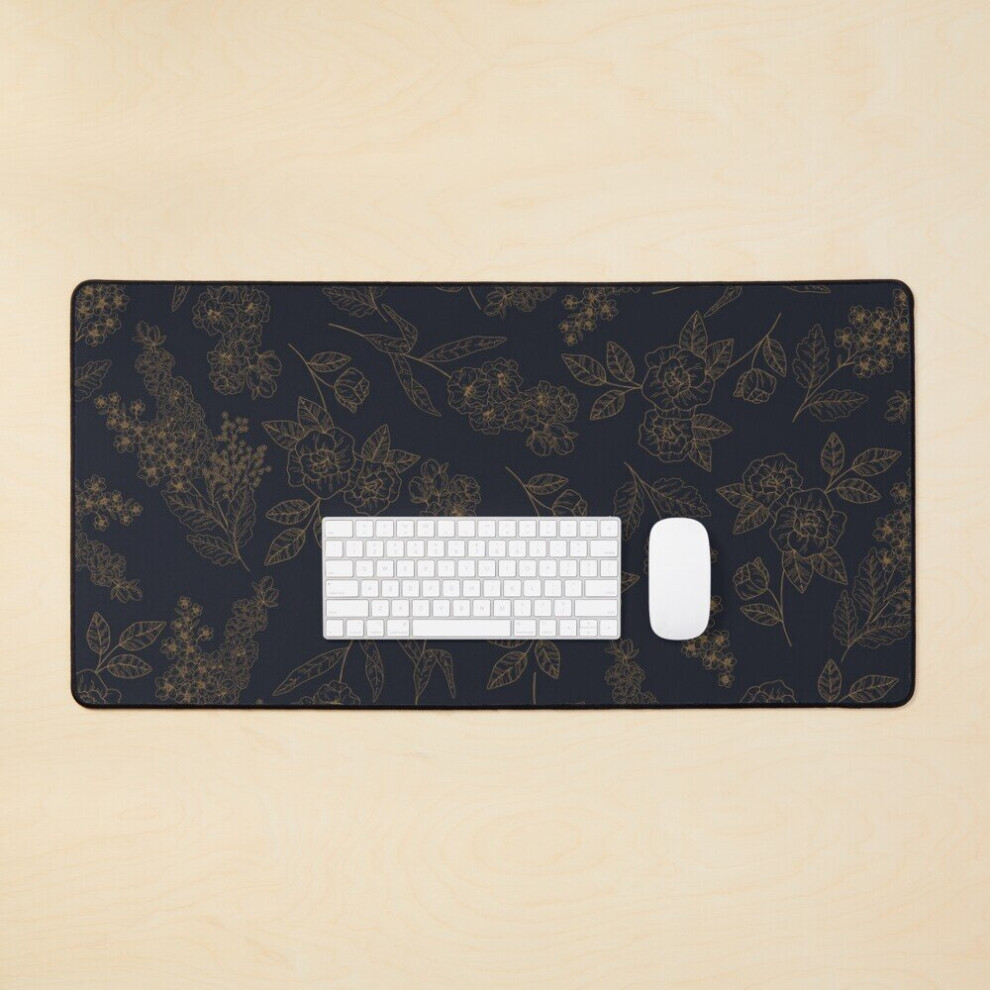 Bearlad Desk Mat Dark Academia Aesthetic Floral Pattern Large Gaming Mouse Pad 35X16 Inch