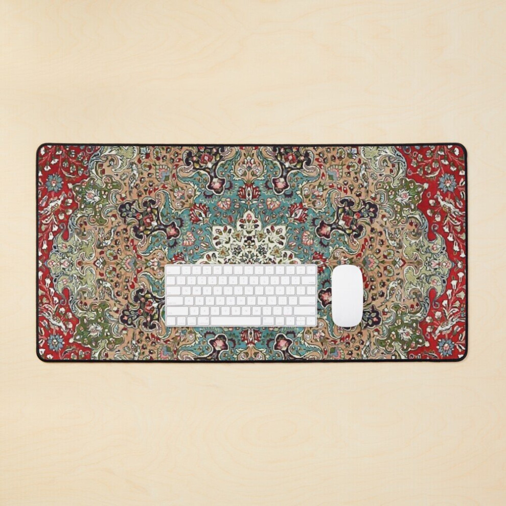 Desk Mat Vintage Antique Persian Carpet Print Large Gaming Mouse Pad 35X16 Inch 7802738325935