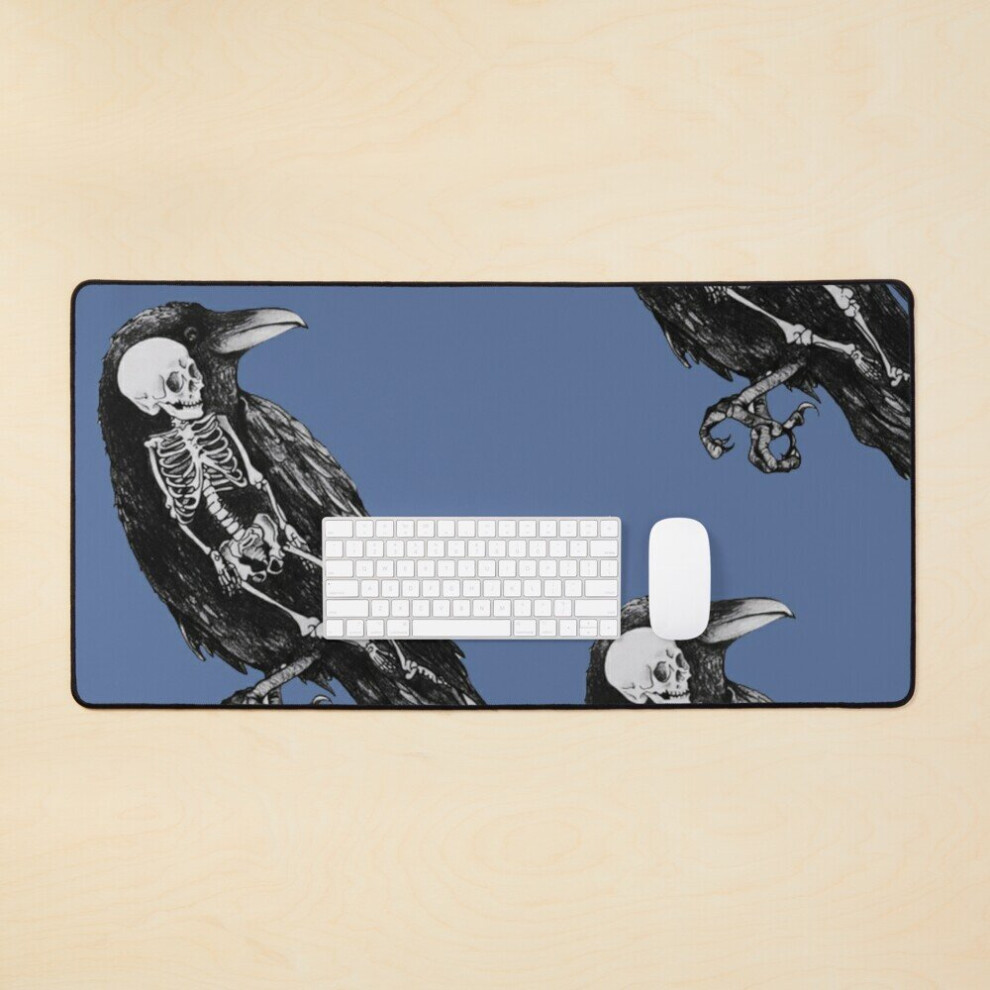 Desk Mat Crow And Skeleton Design Large Gaming Mouse Pad 35X16 Inch 7802738369625