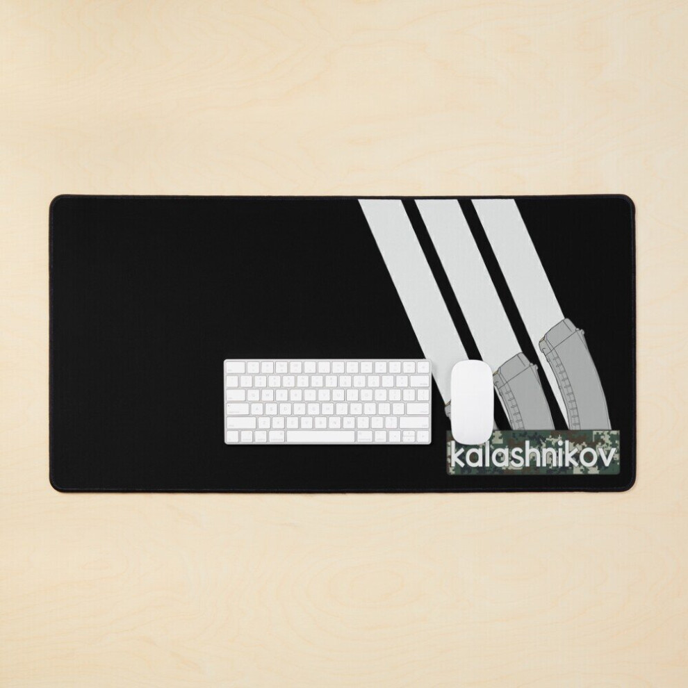 Desk Mat Three Kalashnikov Assault Rifle Magazines And An Inscription Large Gaming Mouse Pad 35X16 Inch 7802738403961