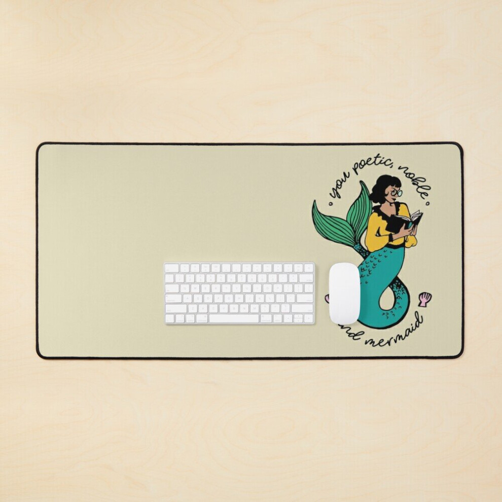 Desk Mat Oh Ann, You Poetic, Noble Land Mermaid Large Gaming Mouse Pad 35X16 Inch 7802738348088