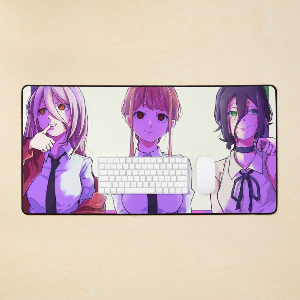 Desk Mat Makima, Power And Reze Large Gaming Mouse Pad 35X16 Inch 7802738352269