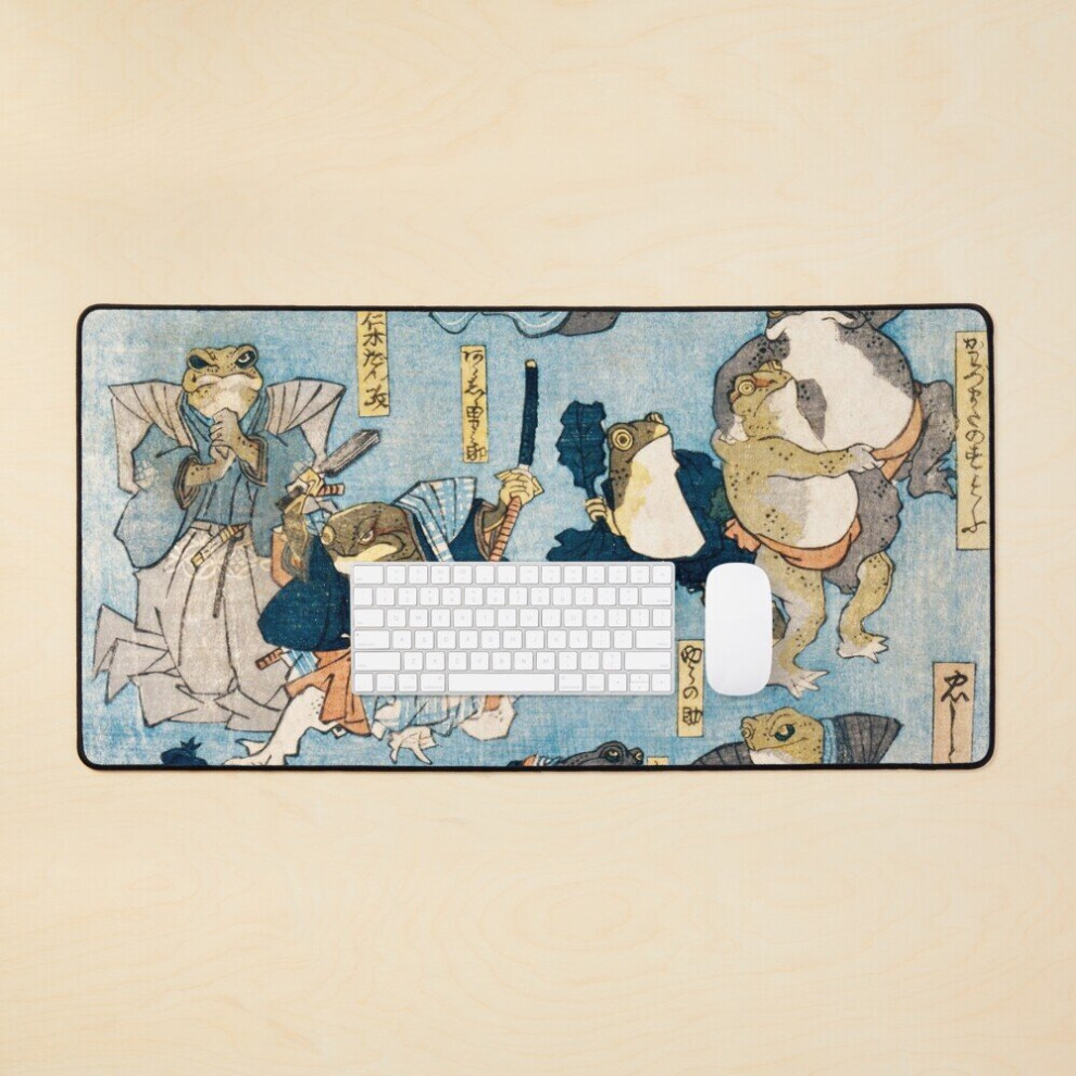 Desk Mat Famous Heroes Of The Kabuki Stage Played By Frogs By Utagawa Kuniyoshi Large Gaming Mouse Pad 35X16 Inch 7802738343045