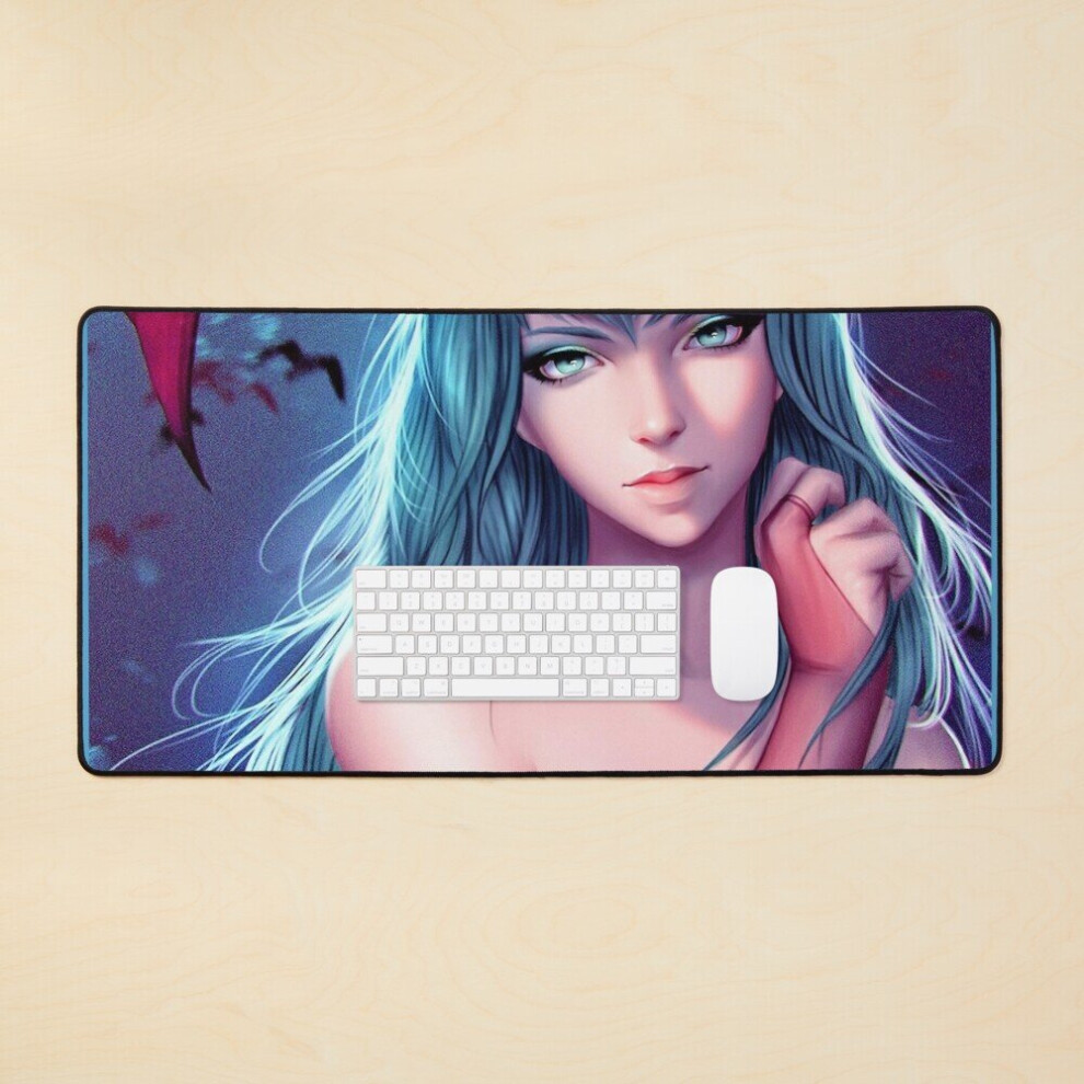 Desk Mat Darkstalkers Resurrection - Morrigan Aensland John Talbian Lord Raptor Large Gaming Mouse Pad 35X16 Inch 7802738372915