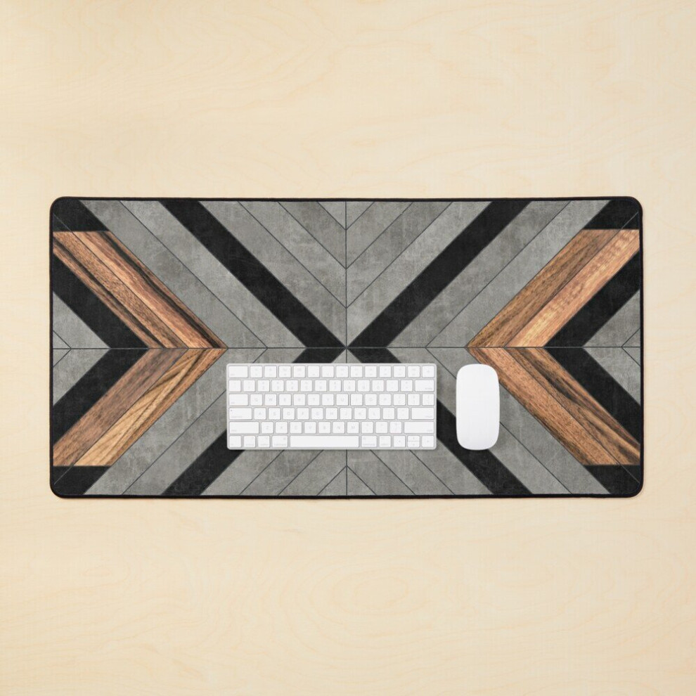 Desk Mat Urban Tribal Pattern No.2 - Concrete And Wood Large Gaming Mouse Pad 35X16 Inch 7802738384680