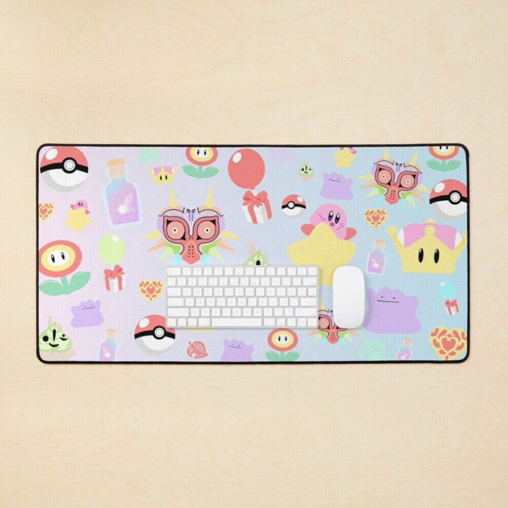 Desk Mat Pastel Video Games Large Gaming Mouse Pad 35X16 Inch 7802738325966