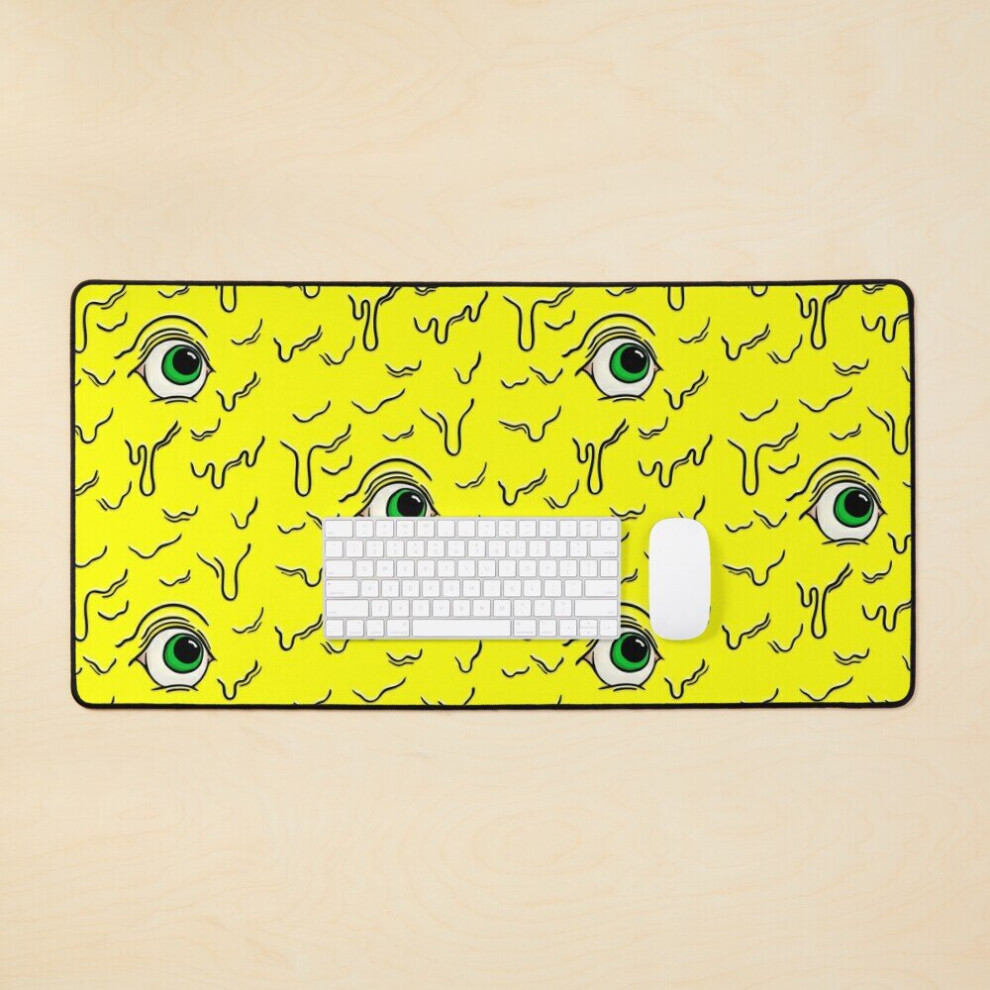 Desk Mat Slimy Cyclops Eye Large Gaming Mouse Pad 35X16 Inch Yellow/Green 7802738368499