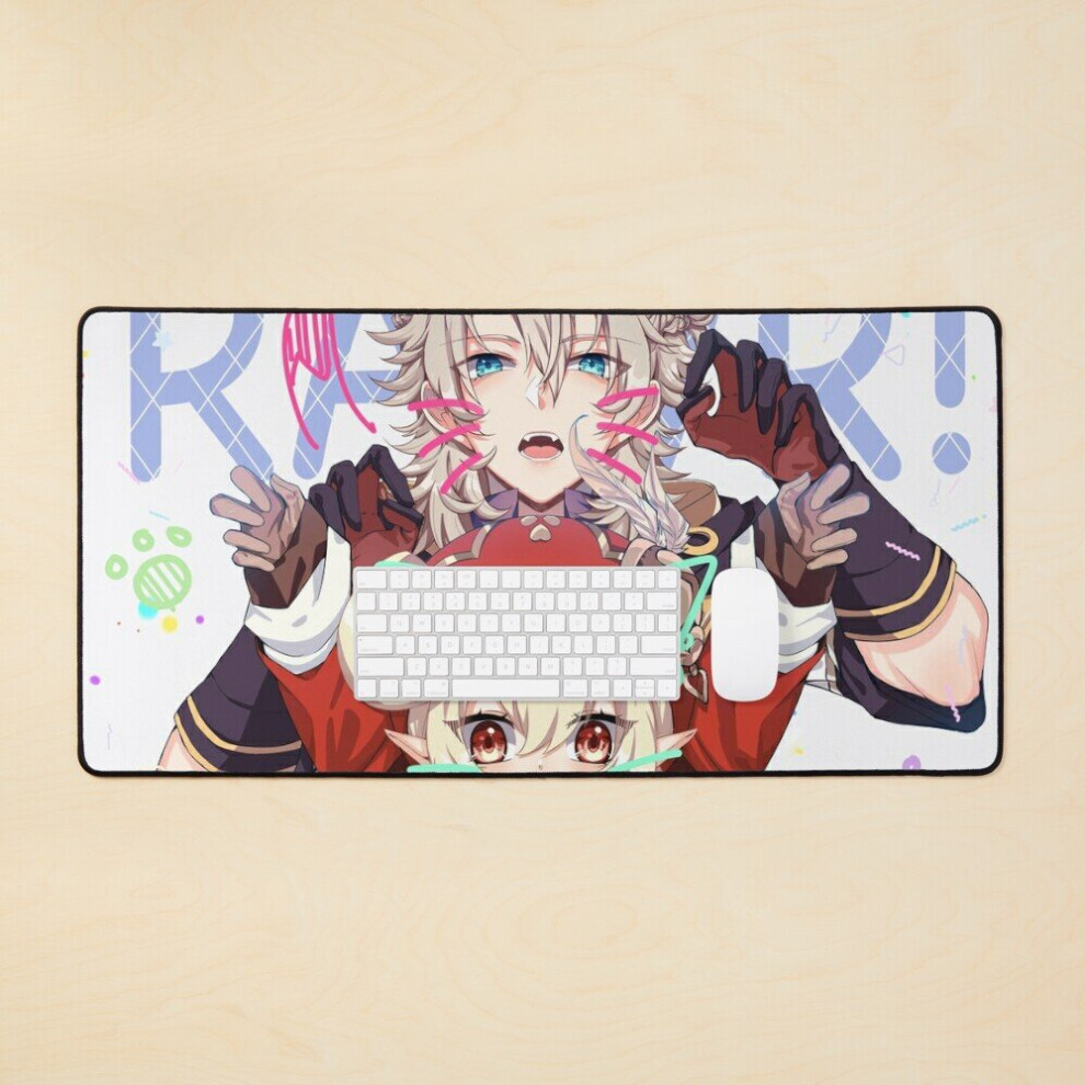 Desk Mat Klee And Albedo Genshin Impact Large Gaming Mouse Pad 35X16 Inch 7802738388978