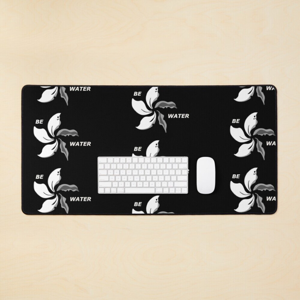 Desk Mat Be Water Bauhinia Hong Kong Large Gaming Mouse Pad 35X16 Inch Black 7802738384093
