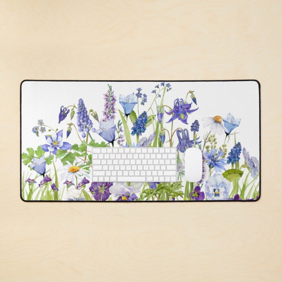 Desk Mat Scandinavian Wildflower Summer Meadow Large Gaming Mouse Pad 35X16 Inch 7802738409239