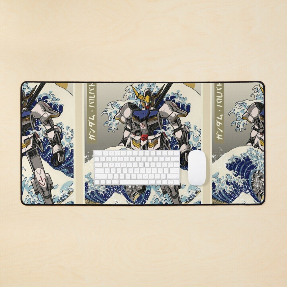 Desk Mat Hokusai Barbatos Gundam Large Gaming Mouse Pad 35X16 Inch 7802738349535
