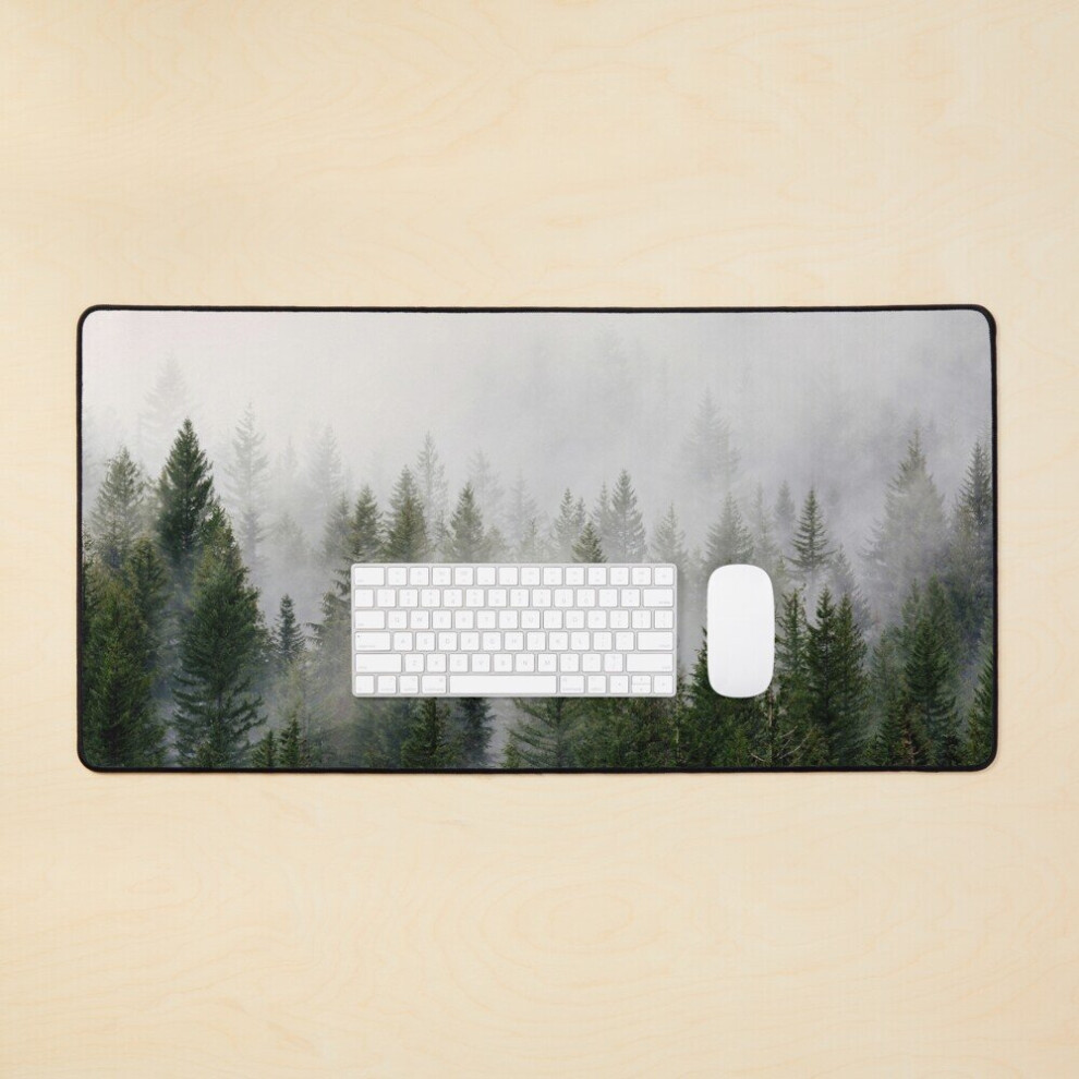 Bearlad Desk Mat Misty Forest Large Gaming Mouse Pad 35X16 Inch