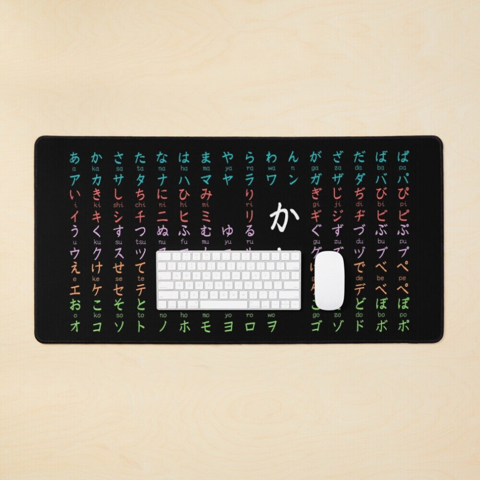 Desk Mat Kana Color Chart - Large Gaming Mouse Pad 35X16 Inch Black 7802738342604
