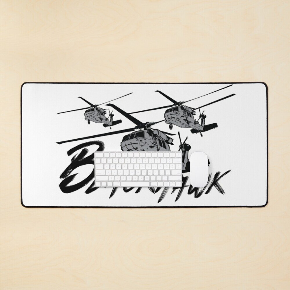 Desk Mat Hawk, Uh-60 Helicopter Large Gaming Mouse Pad 35X16 Inch Black 7802738376630