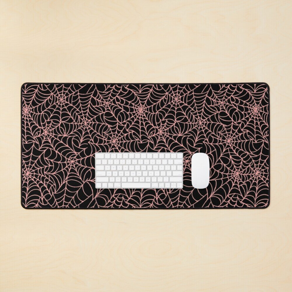 Desk Mat On Spooky Spiderwebs Large Gaming Mouse Pad 35X16 Inch Pink/Black 7802738407051