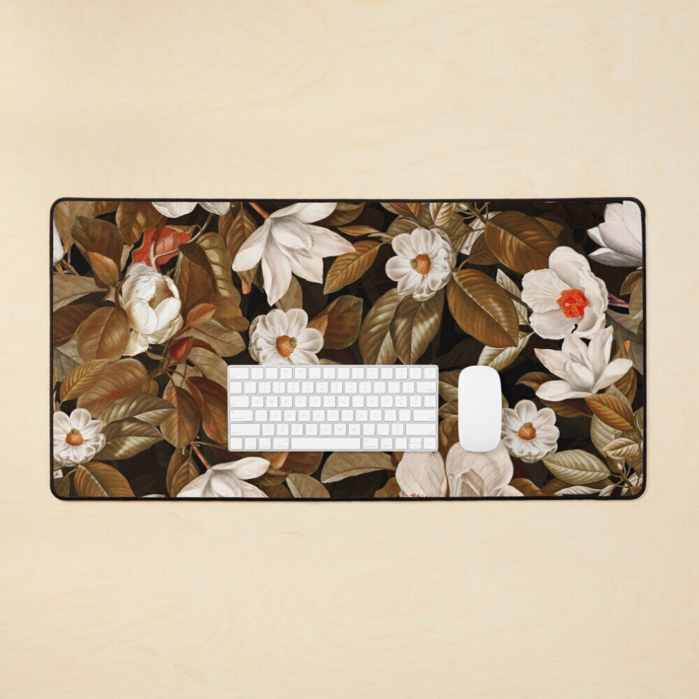 Desk Mat Vintage Sepia Midnight Magnolia Garden Large Gaming Mouse Pad 35X16 Inch 7802738378665