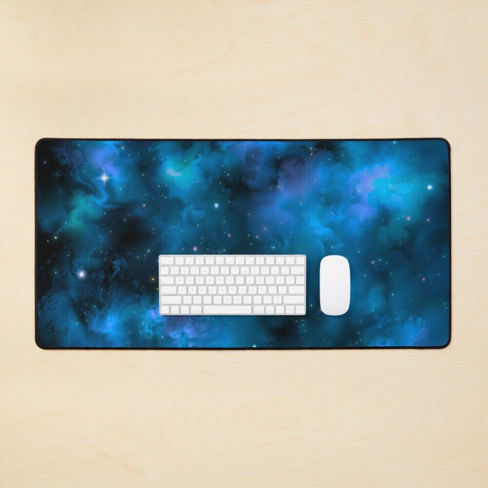 Desk Mat Space Dust Nebula Large Gaming Mouse Pad 35X16 Inch Turquoise 7802738333626