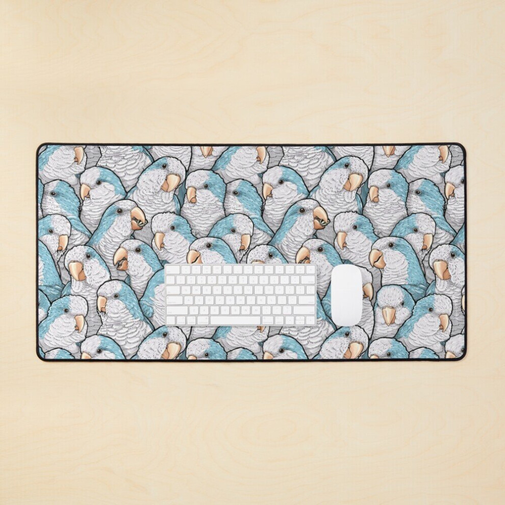 Desk Mat Quaker Monk Parakeets Large Gaming Mouse Pad 35X16 Inch Blue 7802738333589